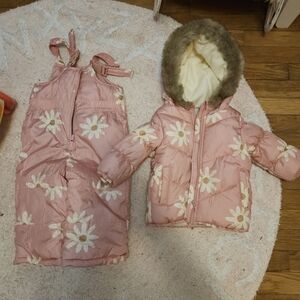 Carters Pink Floral Baby Snowsuit Set